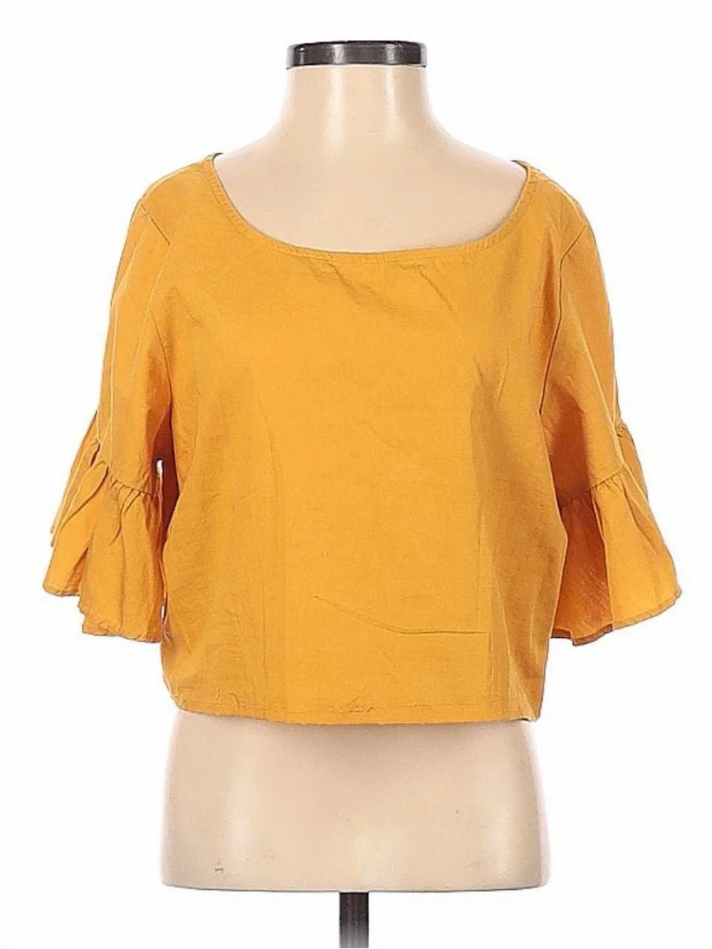 American Eagle Flutter Sleeve Crop Top Golden Yellow Size Medium Short